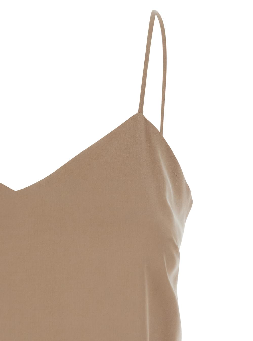 Max Mara Women 'Umbia' Beige Silk Top With Thin Straps And V-Neck On The Front Woman MAX MARA