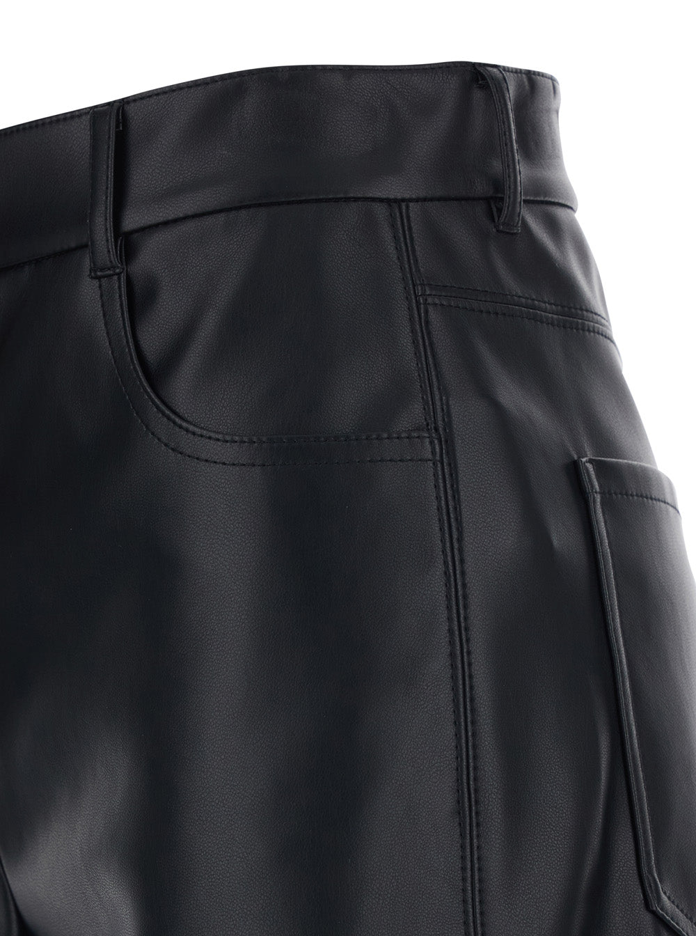 'S Maxmara Women Black Pants With Belt Loops And Applied Pockets On The Back In Ecoleather For Women S MAX MARA