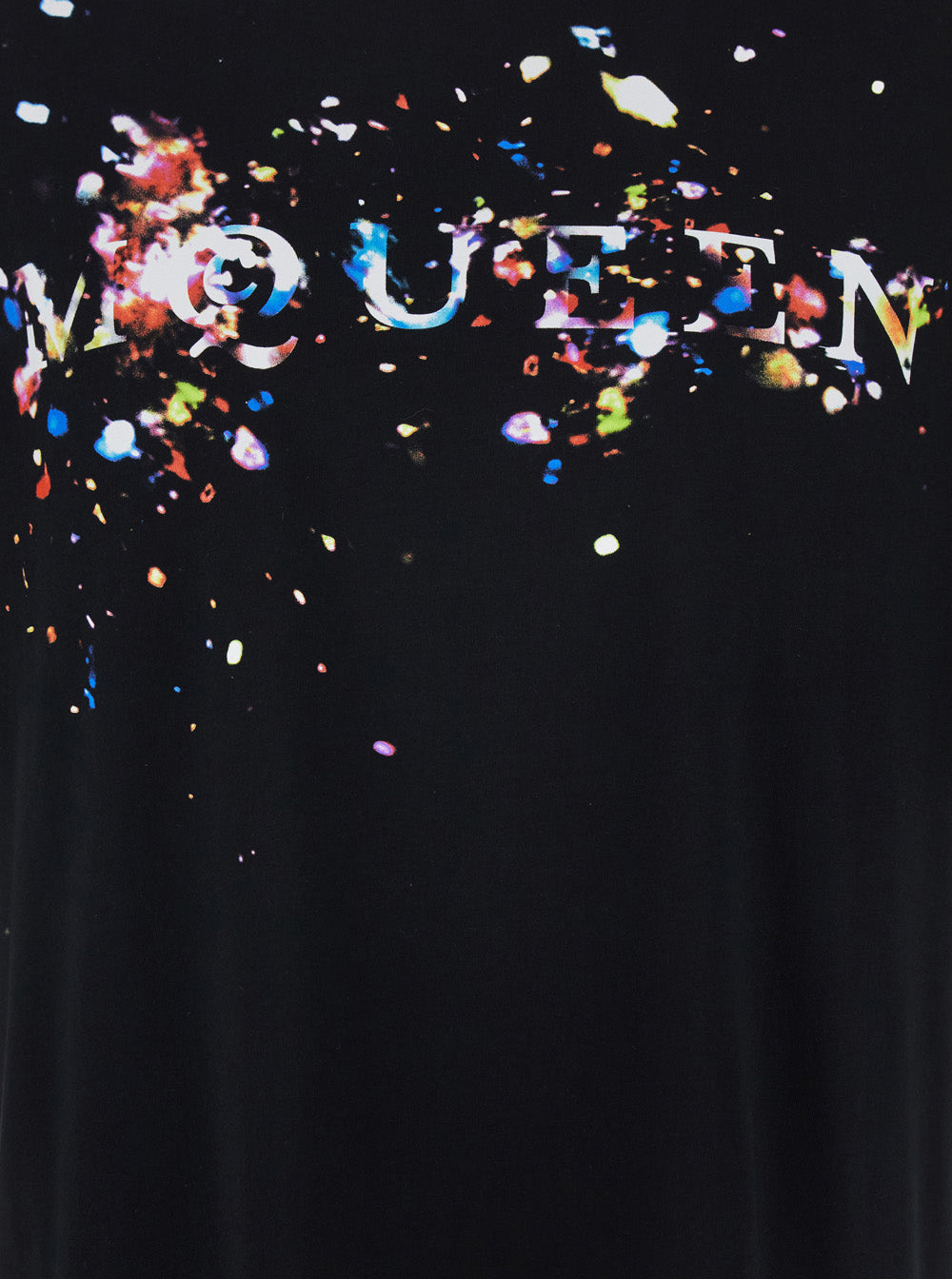 Alexander Mcqueen Men Black Crewneck T-Shirt With Print On The Front In Cotton Man ALEXANDER MCQUEEN