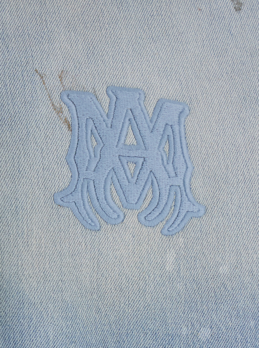 Amiri Men Light Blue Jacket With Fixed Hood And Logo Embroidery On Front And Back In Denim For Men AMIRI
