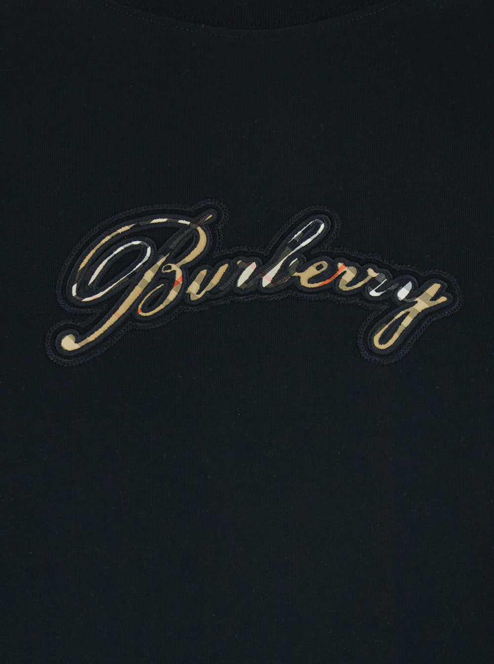 Burberry Women Black Crewneck T-Shirt With Logo Lettering On The Front In Cotton Woman BURBERRY