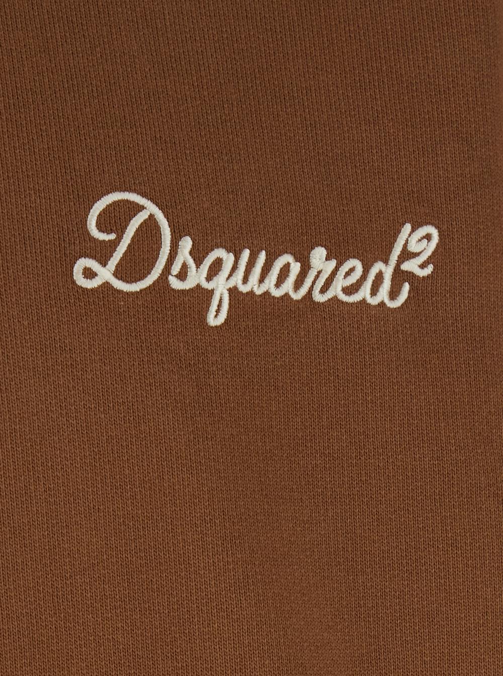 Dsquared2 Men Brown Hoodie With Drawstring And Logo Lettering On The Front In Cotton For Men DSQUARED2