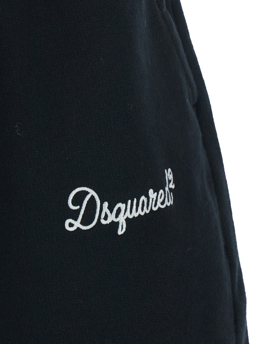 Dsquared2 Men Black Shorts With Drawstring Closure And Logo Lettering On The Front In Cotton Man DSQUARED2