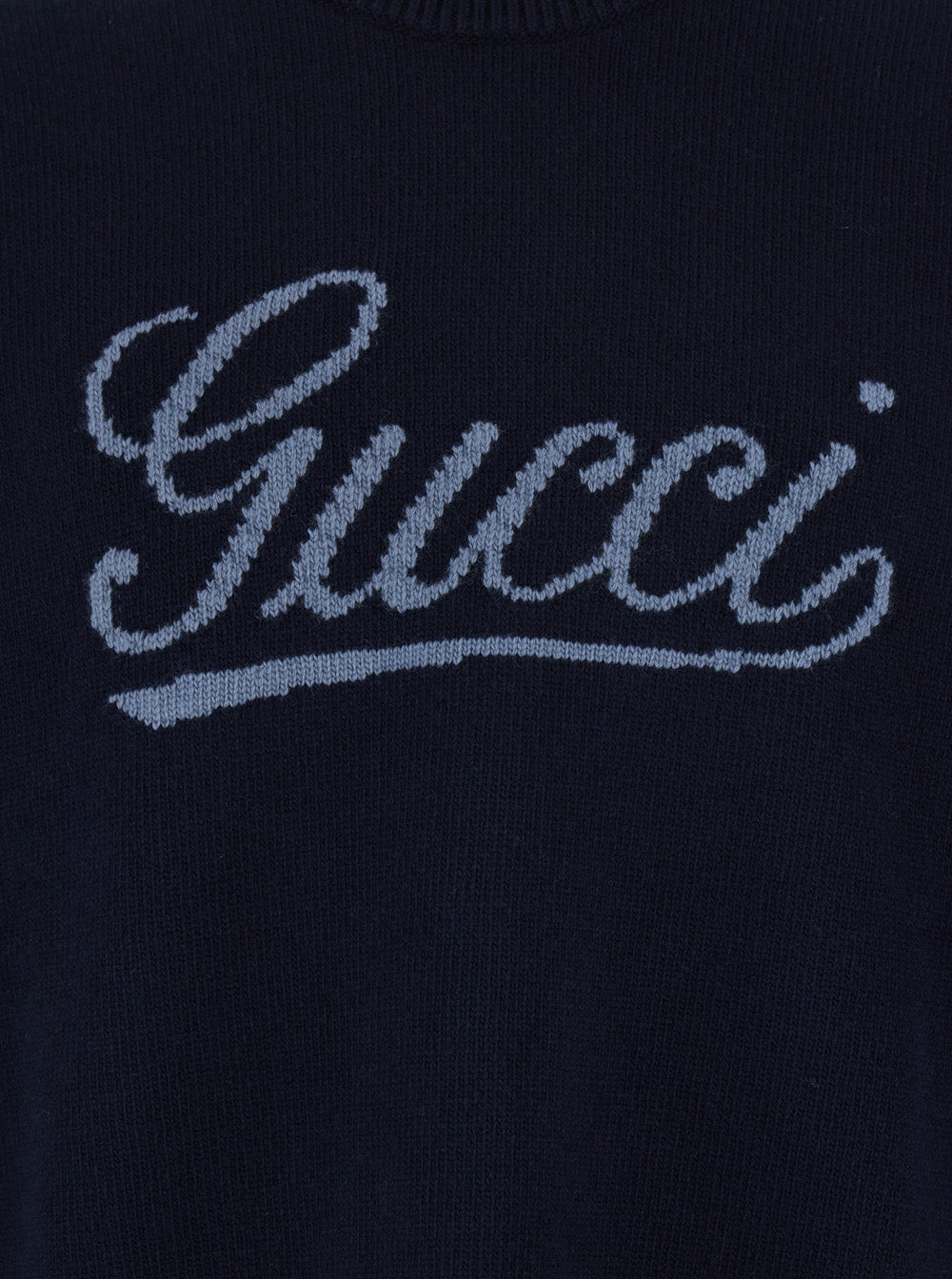 Gucci Men Blue Crewneck Sweater With Logo Embroidery On The Front In Wool Man GUCCI