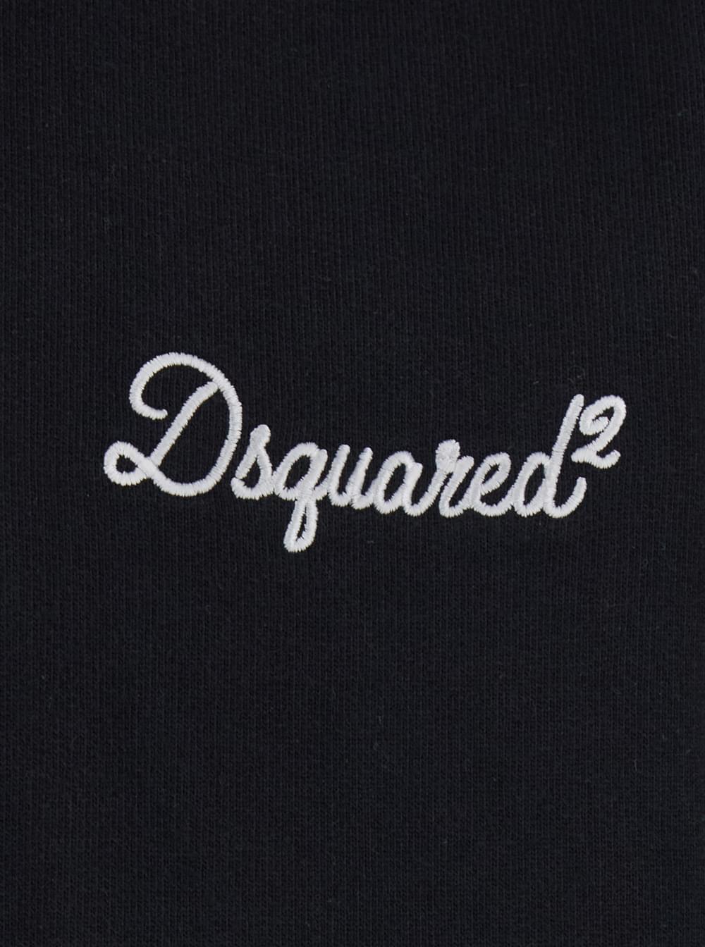Dsquared2 Men Black Hoodie With Drawstring Hood And Logo Lettering On The Front In Cotton Man DSQUARED2