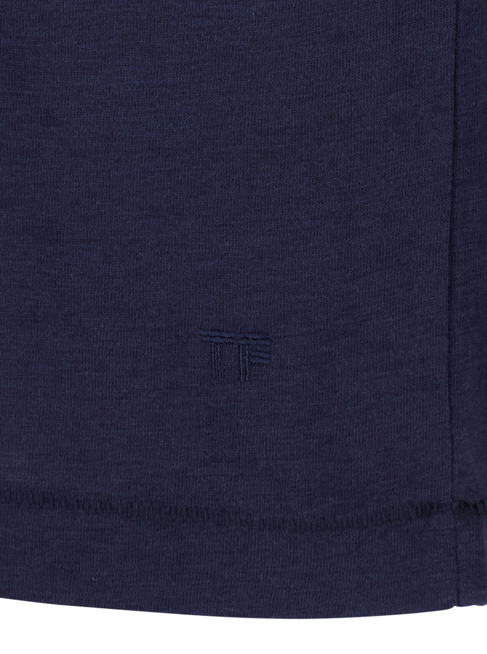 Tom Ford Men Blue Crew Neck T-Shirt With Logo Embroidery On The Front In Cotton Blend Man TOM FORD