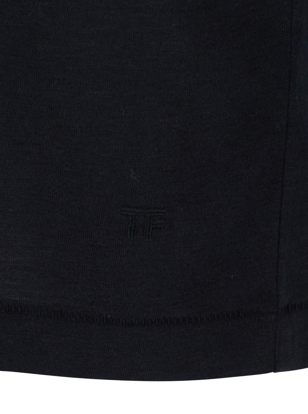 Tom Ford Men Black Crew Neck T-Shirt With Logo Embroidery On The Front In Cotton Blend For Men TOM FORD