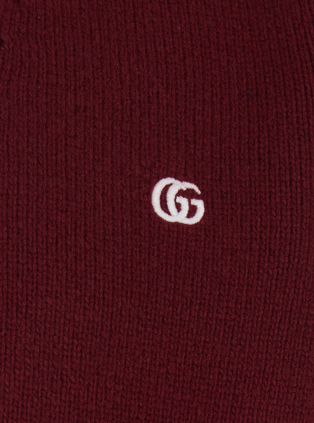 Gucci Men Bordeaux Cashmere Cardigan With V-Neck And Gg Embroidery For Men GUCCI