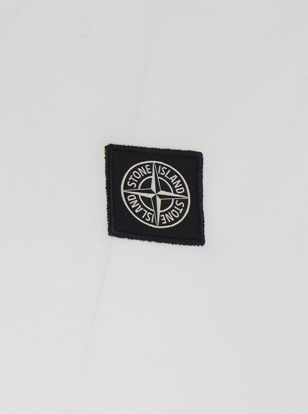 Stone Island Men White Polo With Classic Collar And Patch Logo On The Front In Stretch Cotton Men STONE ISLAND