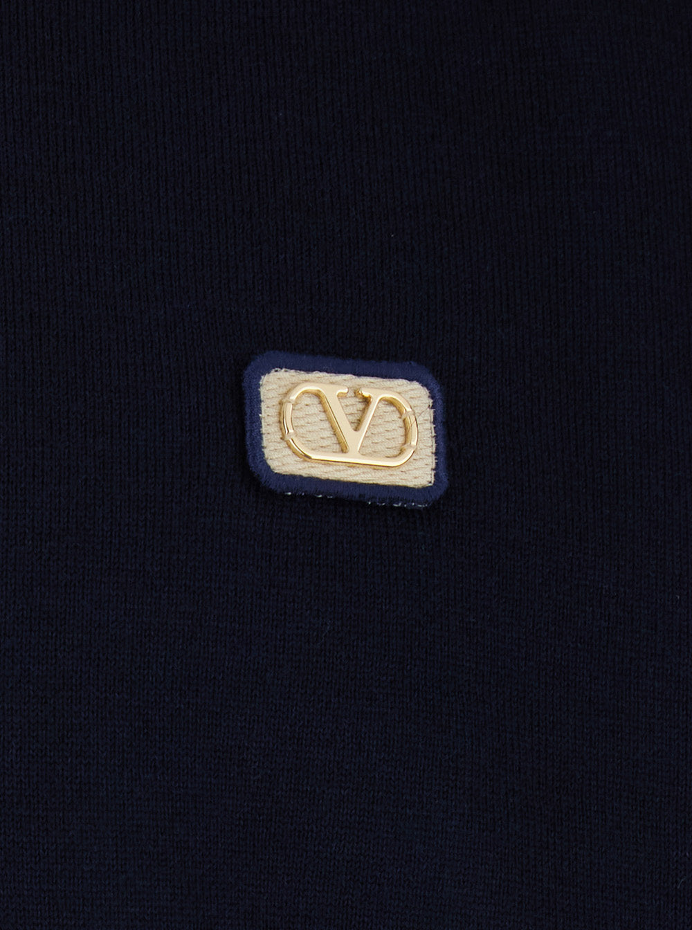 Valentino Men Blue Polo Style Sweater With Vlogo Plaque On The Front In Wool For Men VALENTINO