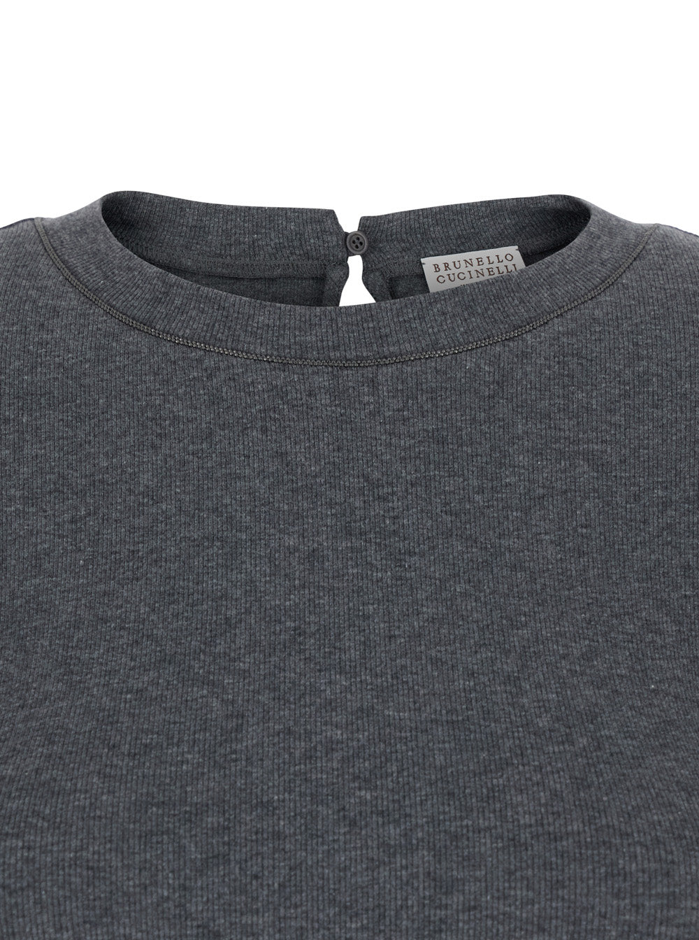 Brunello Cucinelli Women Gray T-Shirt With Round Neck And Three-Quarter Sleeves In Cotton For Women BRUNELLO CUCINELLI
