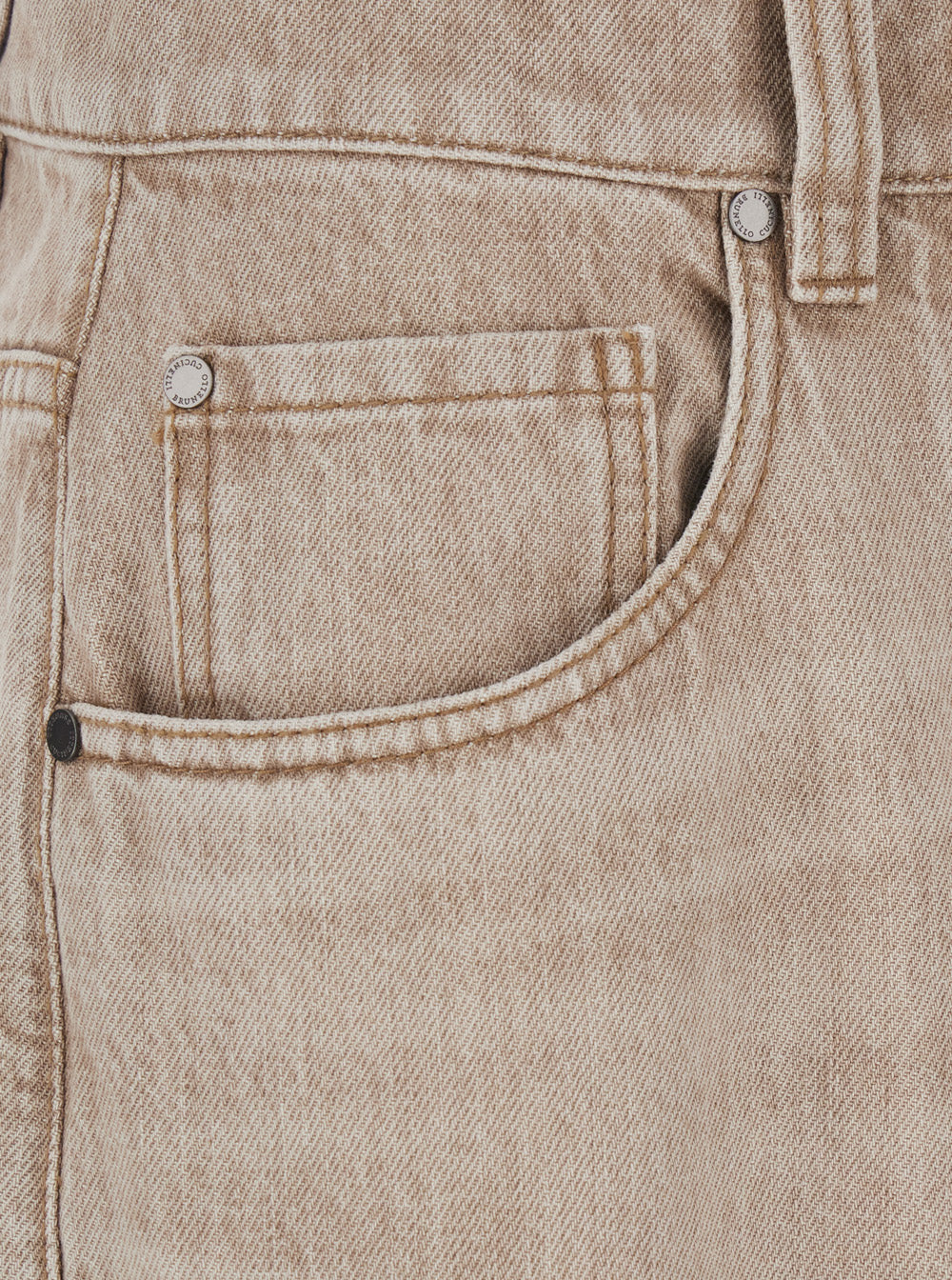 Brunello Cucinelli Women Beige Denim Five-Pocket Design Jeans With Logo Patch On The Back For Women BRUNELLO CUCINELLI
