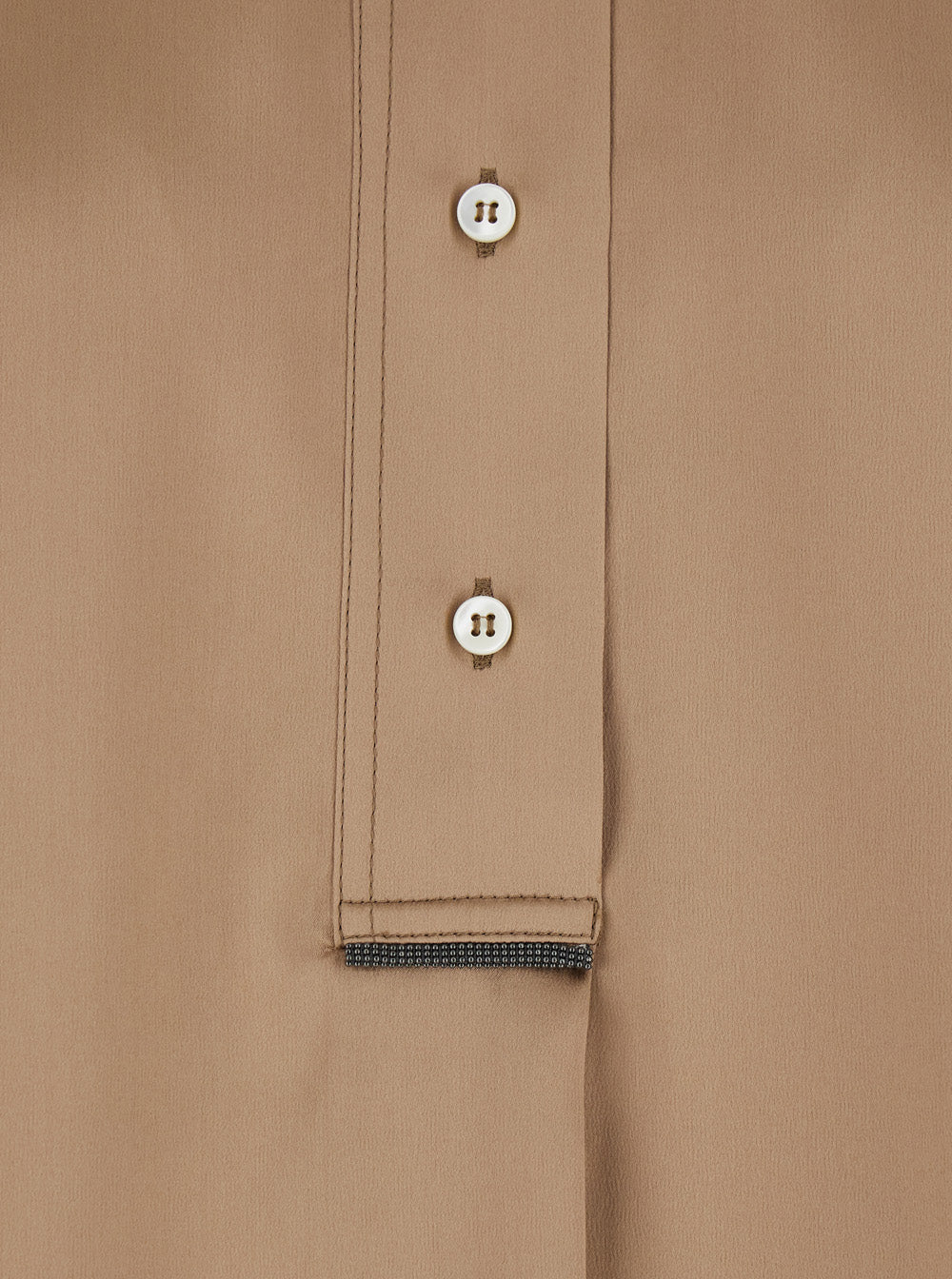 Brunello Cucinelli Women Beige Stretch Silk Button Down Collar Shirt For Women BRUNELLO CUCINELLI