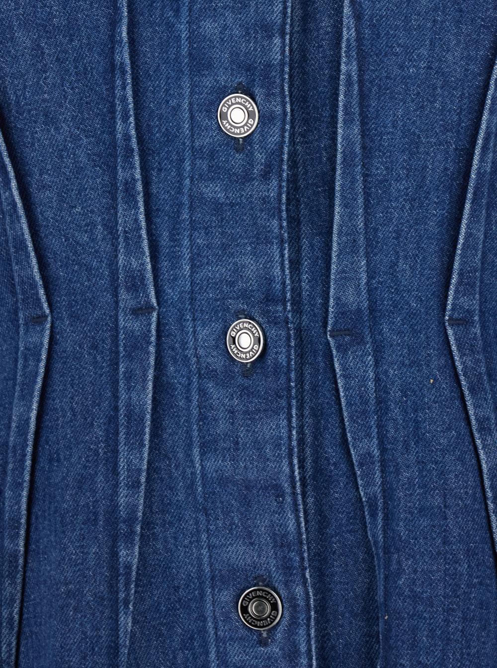 Givenchy Women Blue Dress With Pointed Collar And Lightly Structured Waist In Denim Woman GIVENCHY