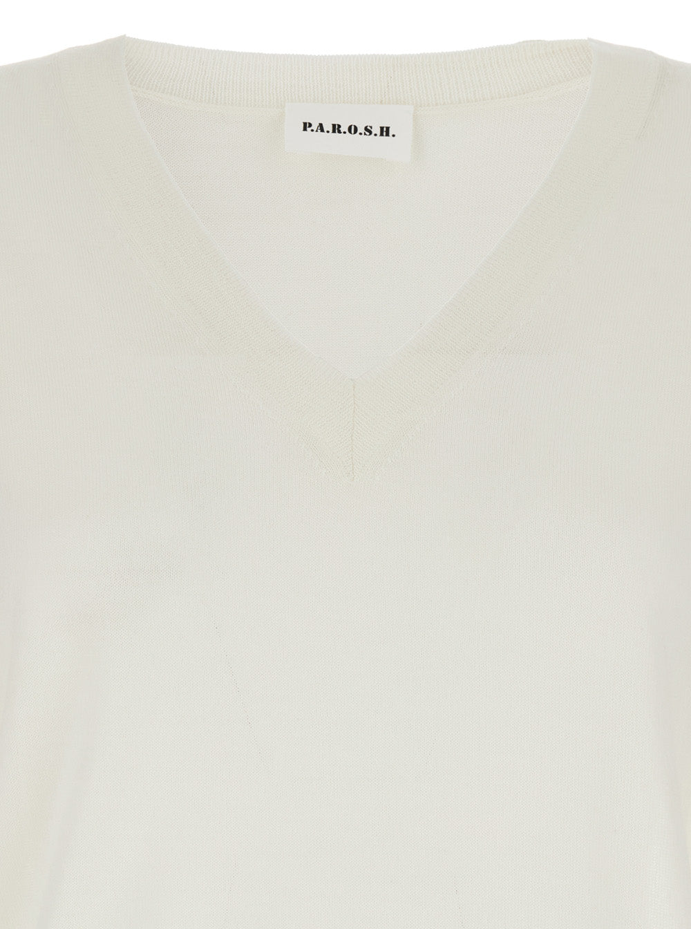 P.A.R.O.S.H. Women Long Sleeve V-Neck Sweater In White Wool And Silk Blend For Women P.A.R.O.S.H.