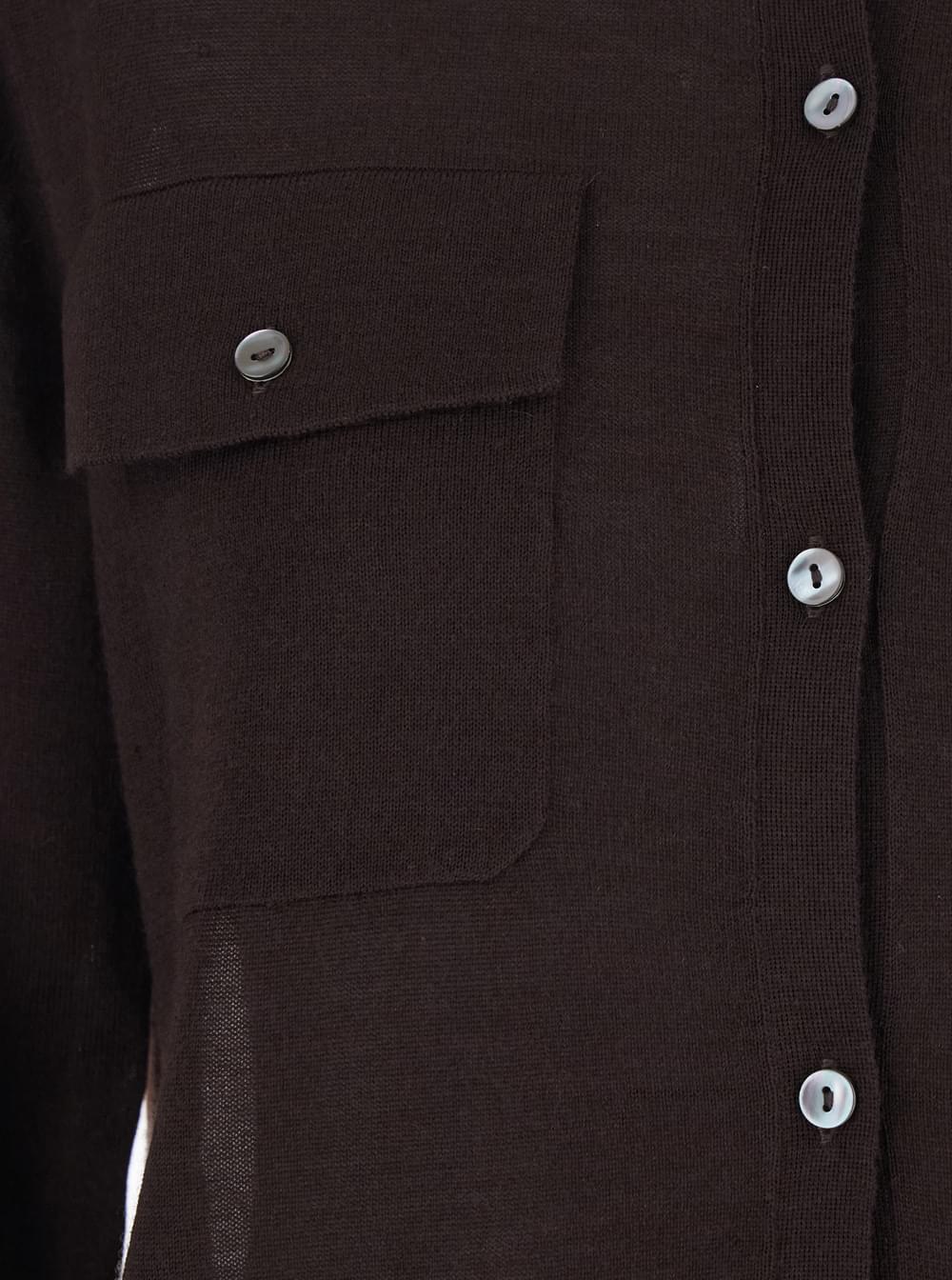 P.A.R.O.S.H. Women Polo Collar Sweater With Front Button Closure In Brown Wool Blend For Women P.A.R.O.S.H.