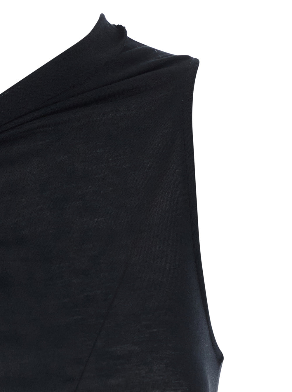 Rick Owens Women 'Athena' Black Top With Asymmetrical Design In Viscose And Silk Blend Woman RICK OWENS