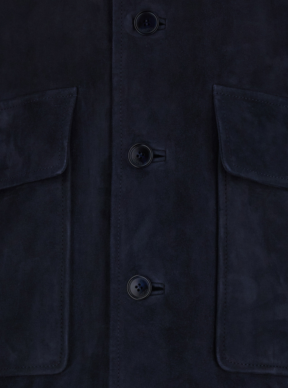 Gucci Men Blue High Collar Jacket With Web Detail In Suede For Men