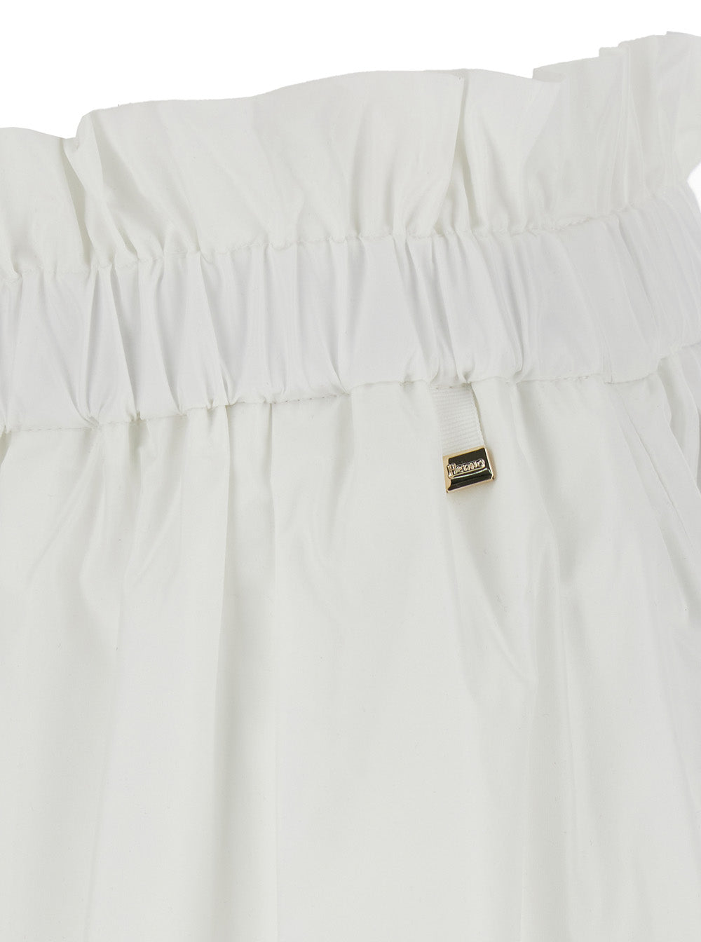 Herno Women White Tech Fabric Skirt With Elastic Waist And Logo Plate For Women
