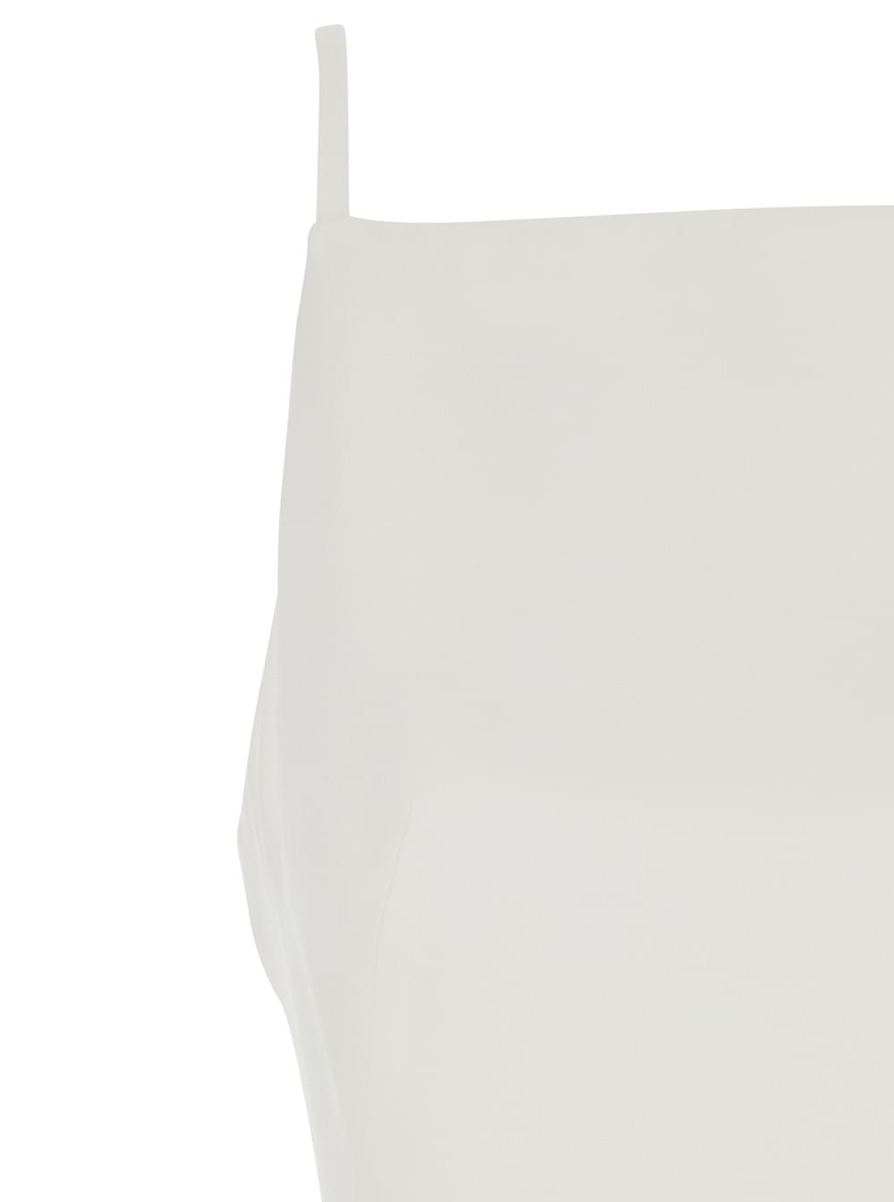 Givenchy Women Long White 'Ivory' Dress With Square Neckline And Single Vent At The Back In Viscose Blend For Women GIVENCHY