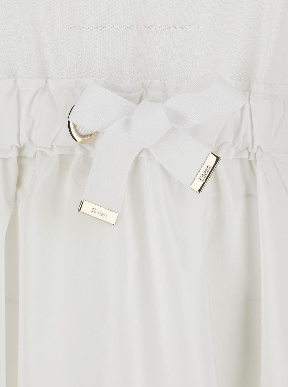 Herno Women Long Dress With Bow On The Front In White Tech Fabric For Women HERNO
