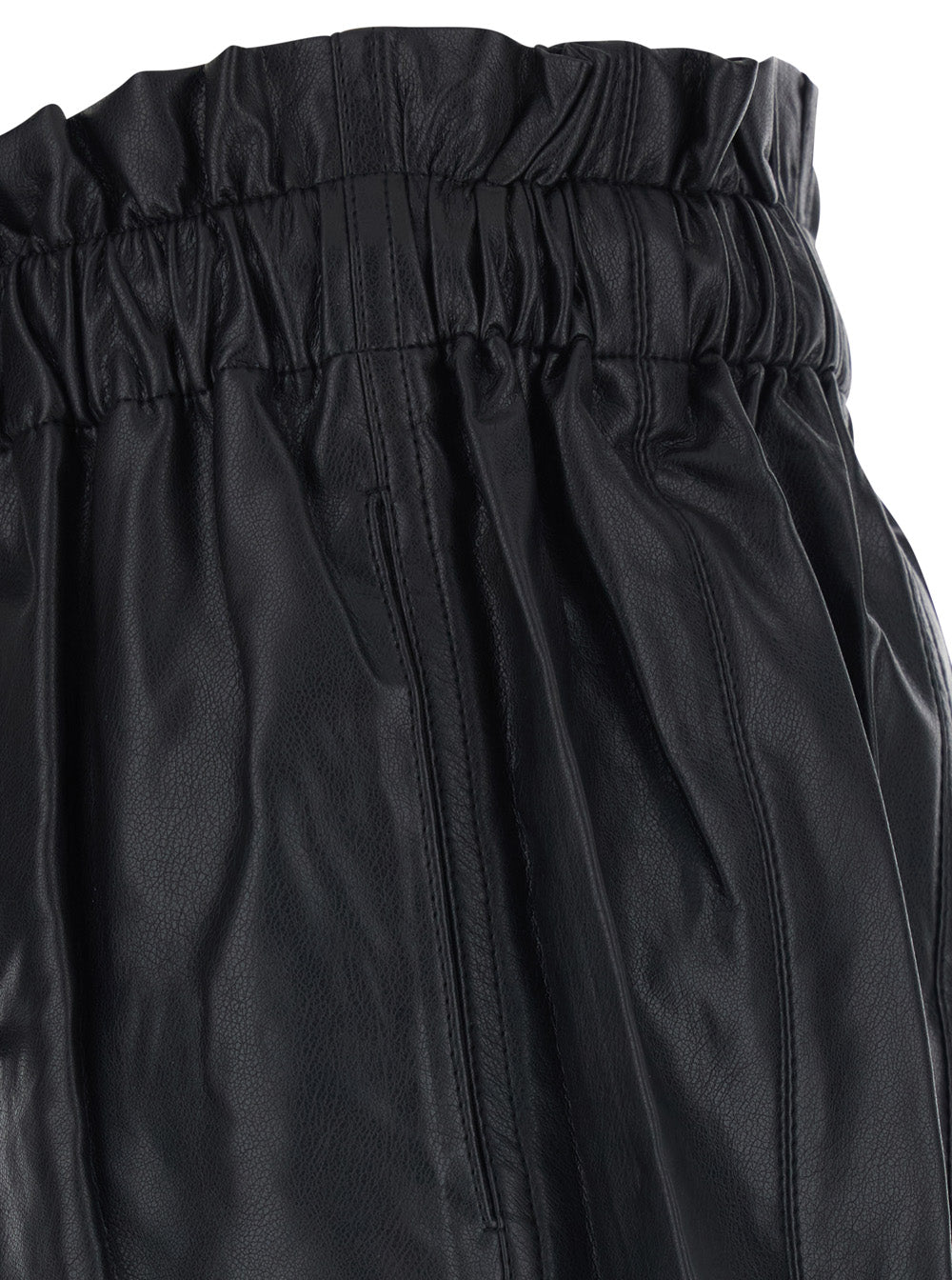 Isabel Marant Etoile Women 'Naline' Black Shorts With Elasticized Waist And Drawstring In Ecoleather For Women
