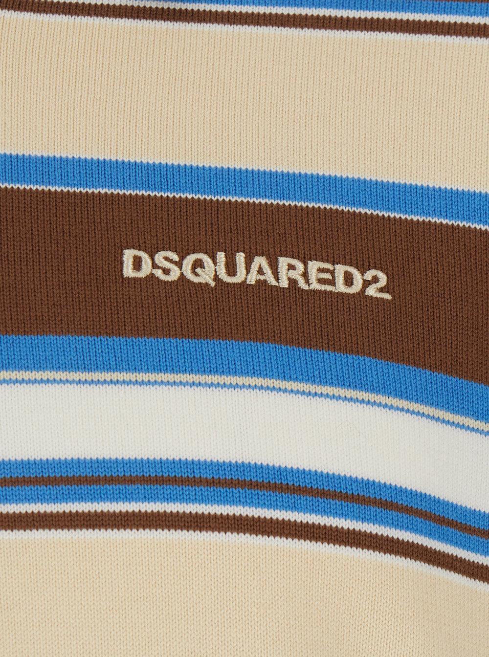 Dsquared2 Men Multicolor Polo Shirt With Logo Lettering On The Front And All-Over Striped Print In Cotton For Men