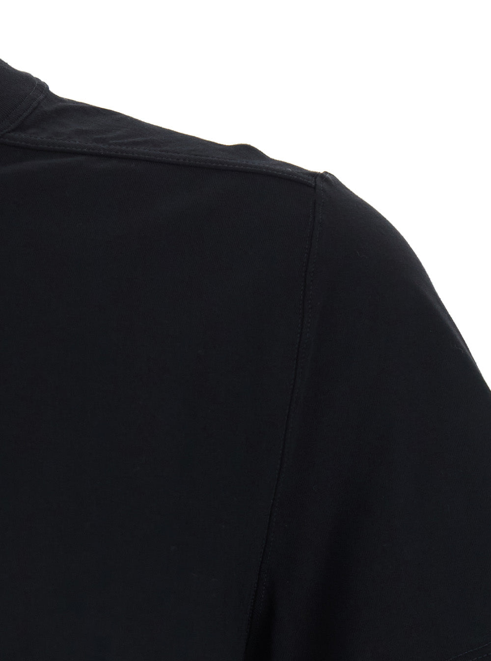 Rick Owens Men Black Crew Neck T-Shirt With Tone On Tone Stitching In Cotton Man RICK OWENS
