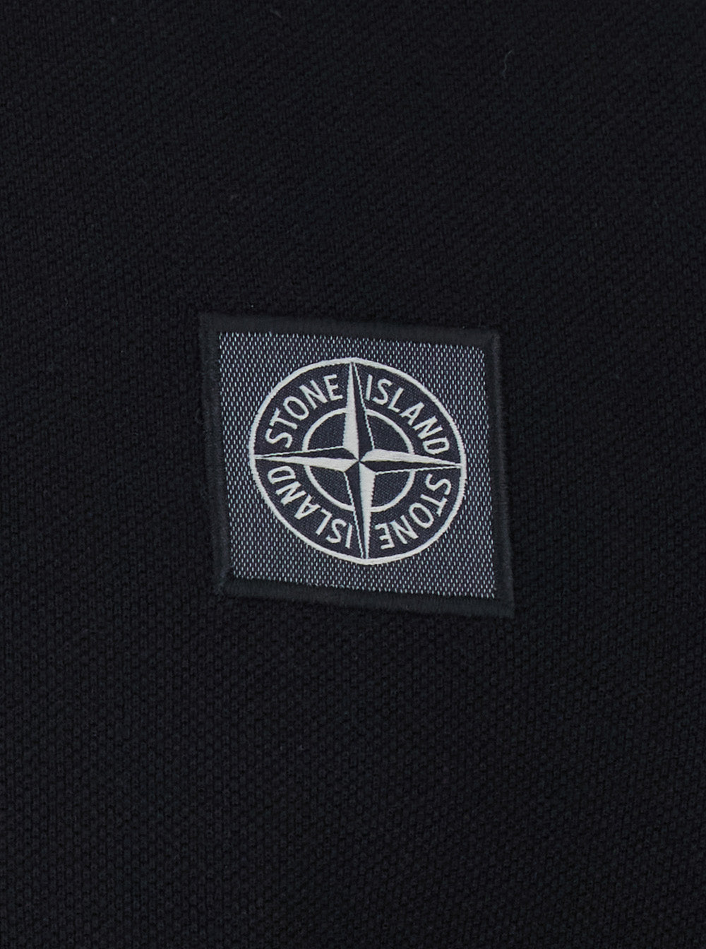 Stone Island Men Black Polo Shirt With Classic Collar And Logo Patch On The Front In Cotton Man