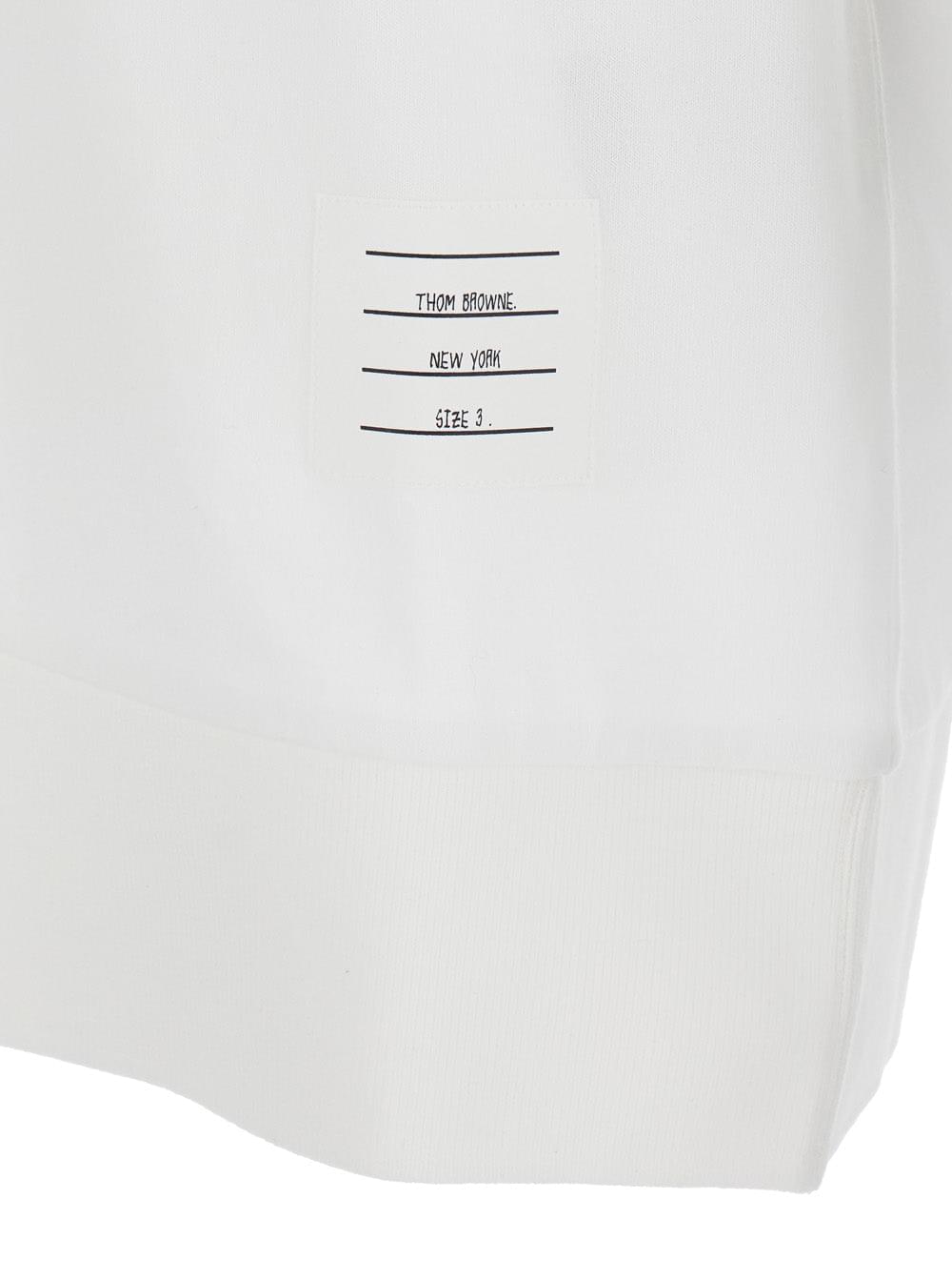 Thom Browne Men White Polo With Classic Collar And 4-Bar Detail On Sleeve In Cotton For Men THOM BROWNE