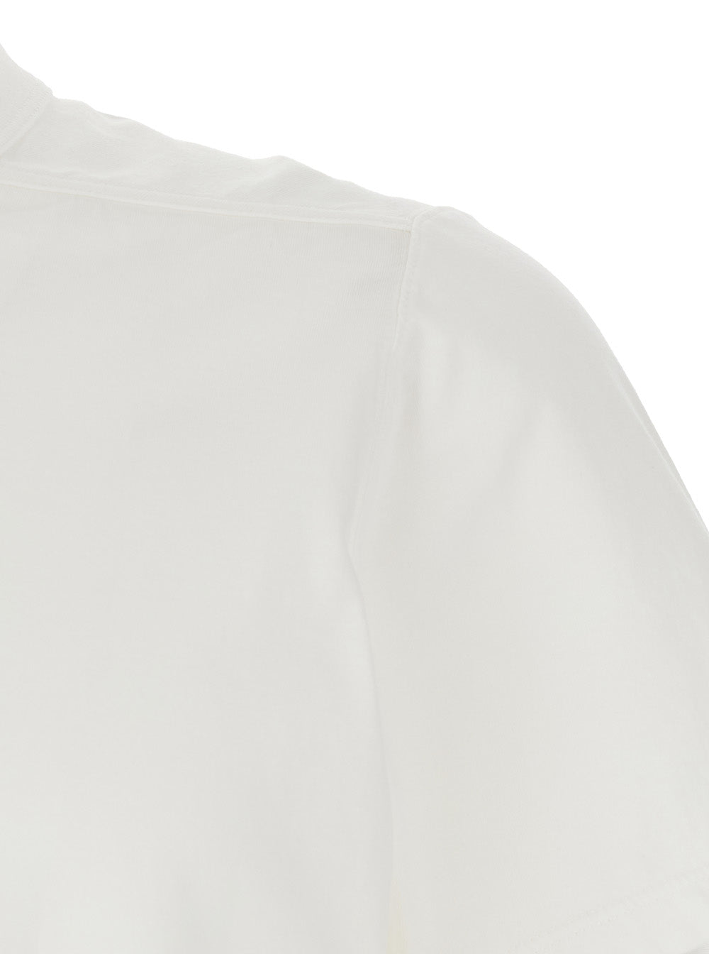 Rick Owens Men White Crew Neck T-Shirt With Tone-On-Tone Stitching For Men RICK OWENS