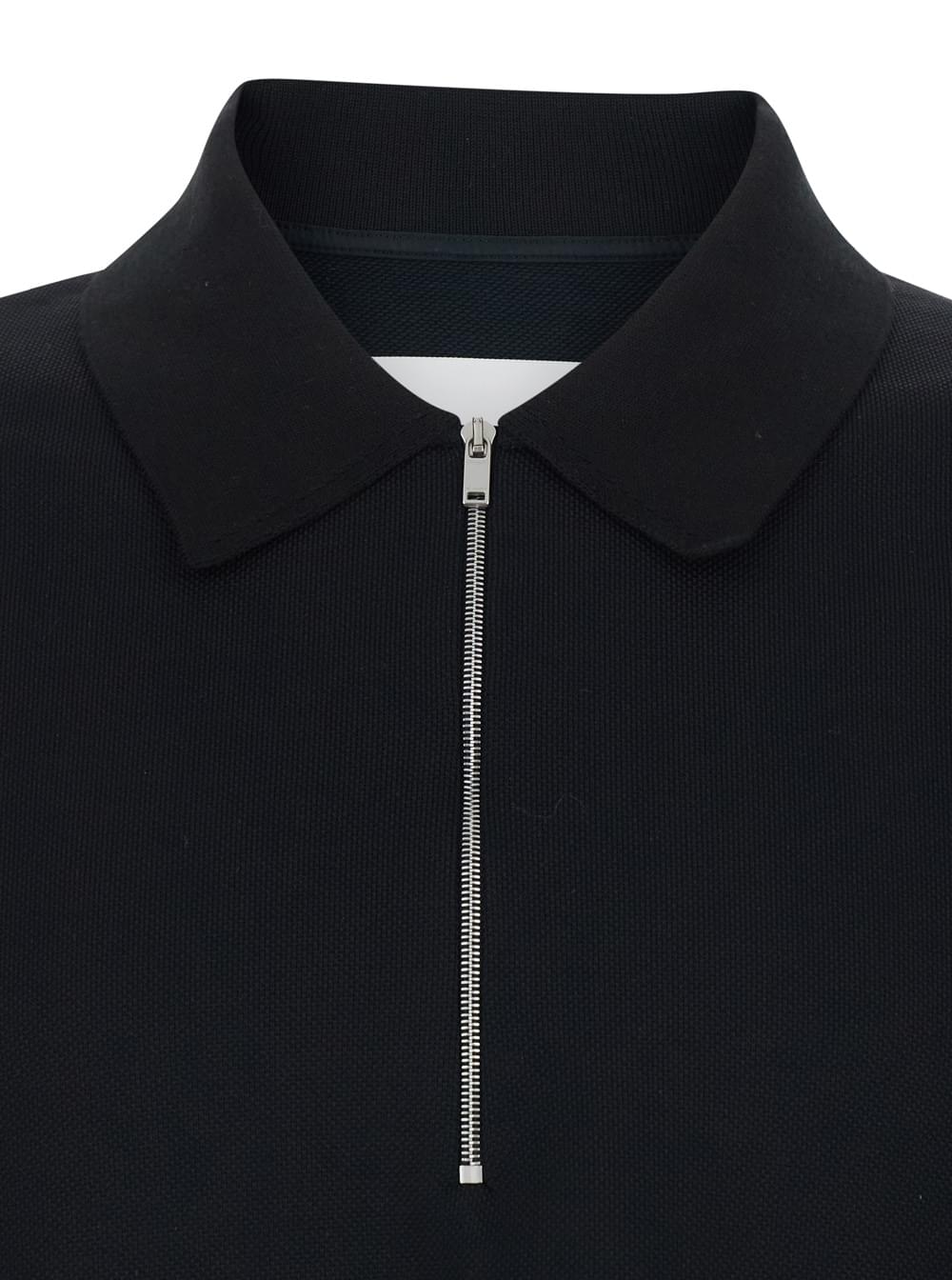Jil Sander Men Black Polo Shirt With Front Zip Closure And Classic Collar In Cotton For Men