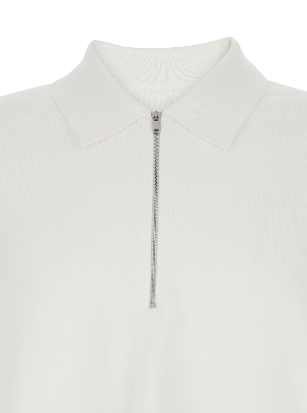 Jil Sander Men White Polo With Classic Collar And Front Zip Closure In Cotton For Men