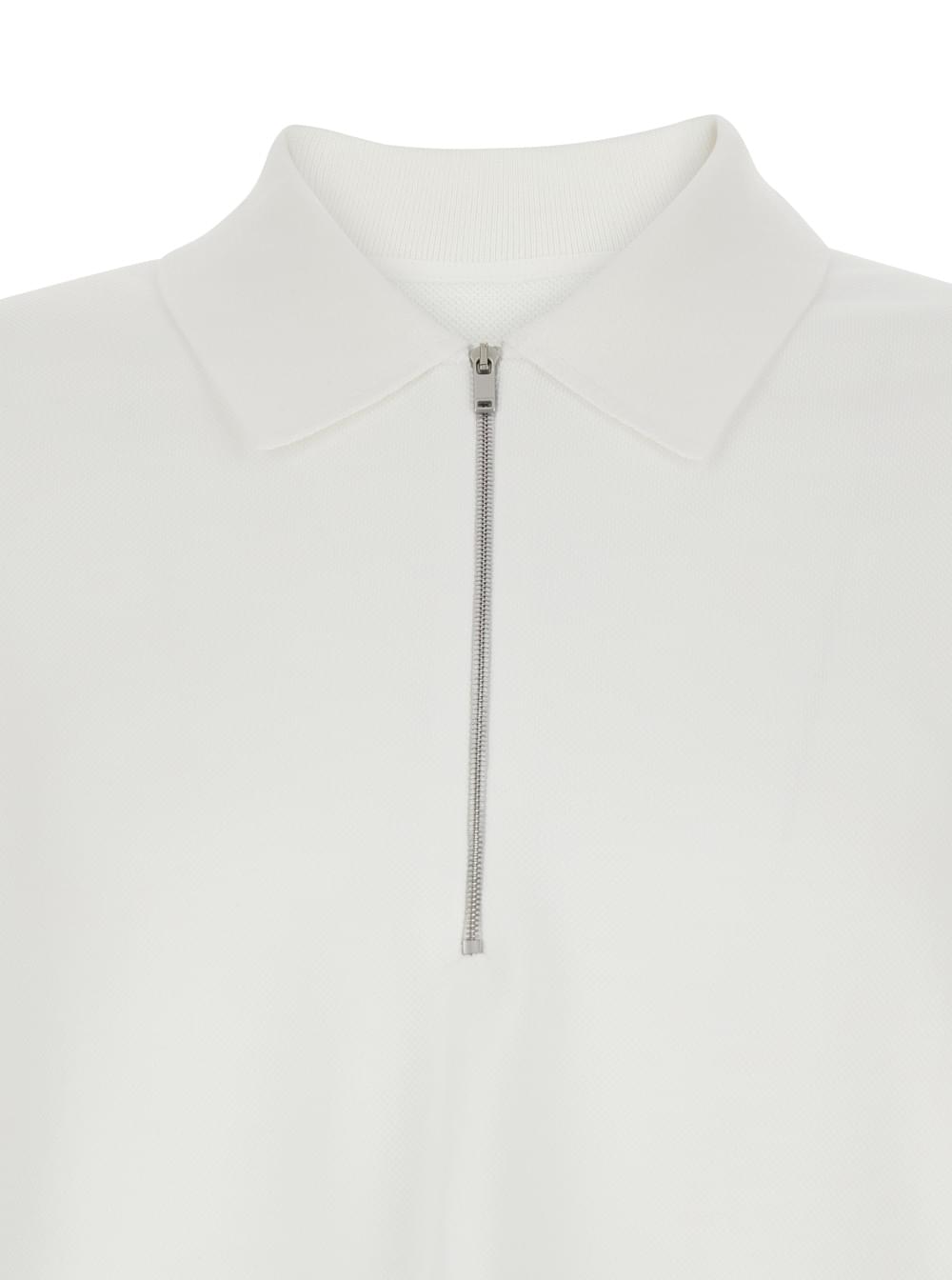Jil Sander Men White Polo With Classic Collar And Front Zip Closure In Cotton For Men