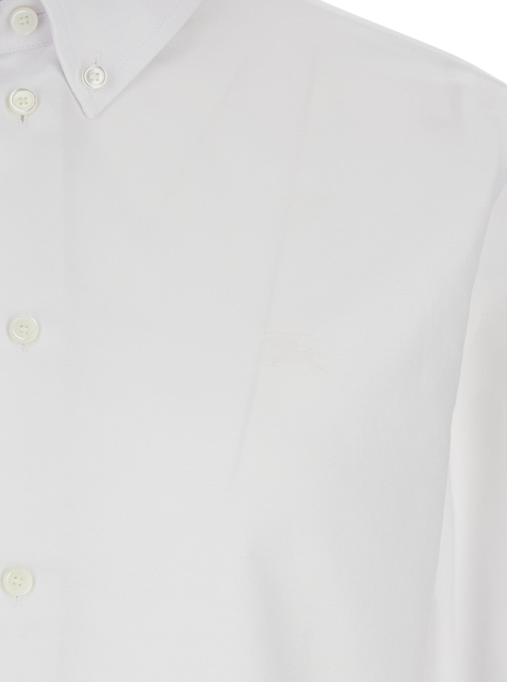 Burberry Men White Shirt With Button Down Collar In Cotton Man BURBERRY