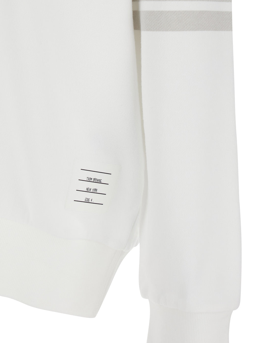 Thom Browne Men Hooded Sweatshirt With Drawstring And 4Bar Logo On The Sleeve In White Cotton For Men