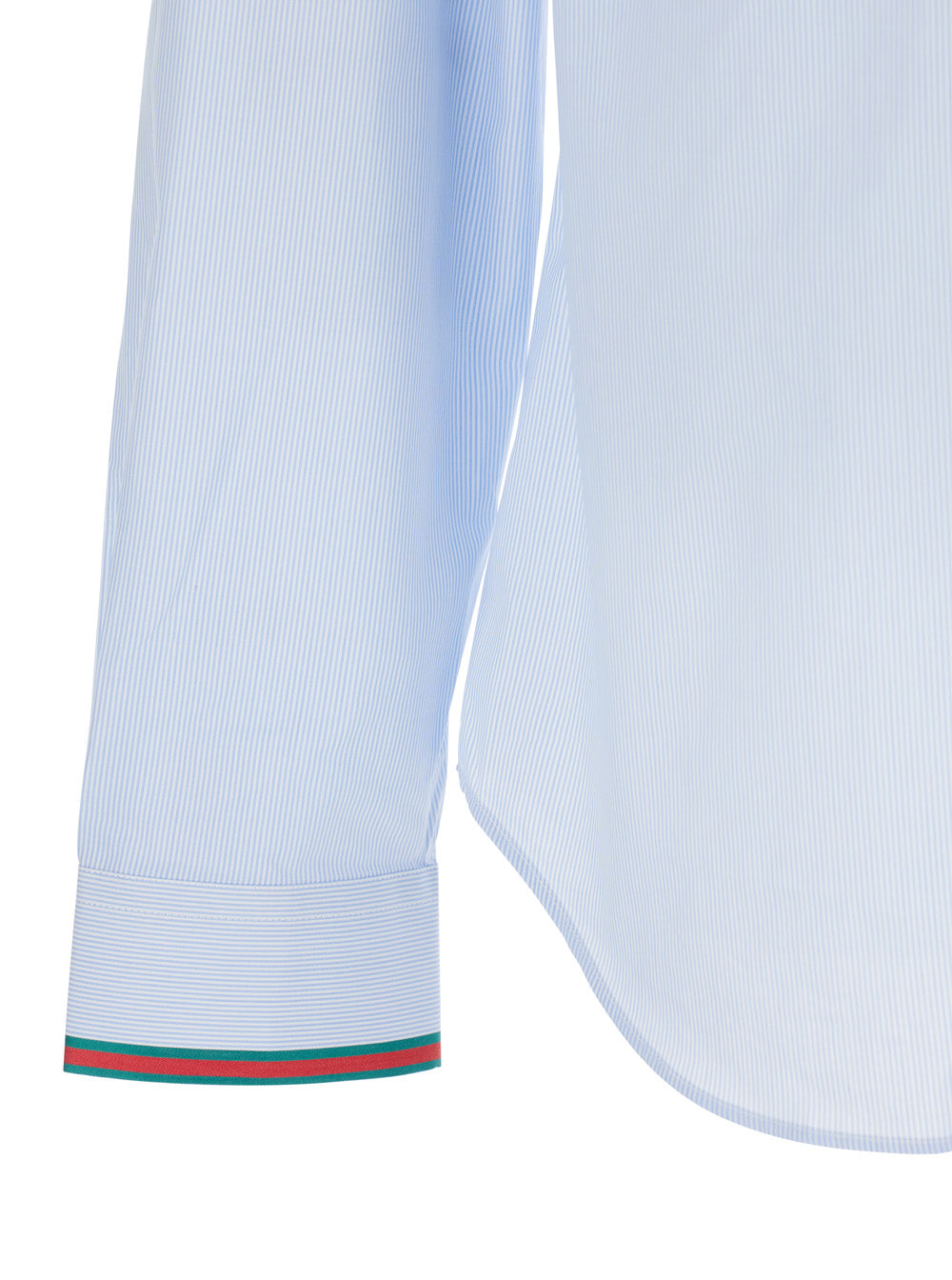 Gucci Men Light Blue Shirt With Classic Collar And Web Cuffs For Men GUCCI