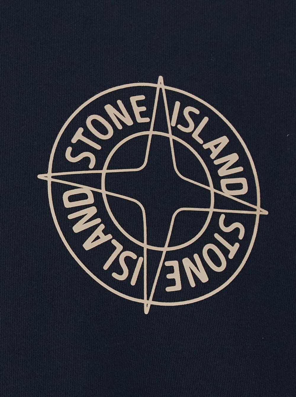 Stone Island Men Black Crewneck Sweatshirt With Logo Detail On The Front And Maxi Logo On The Rear In Cotton Man STONE ISLAND