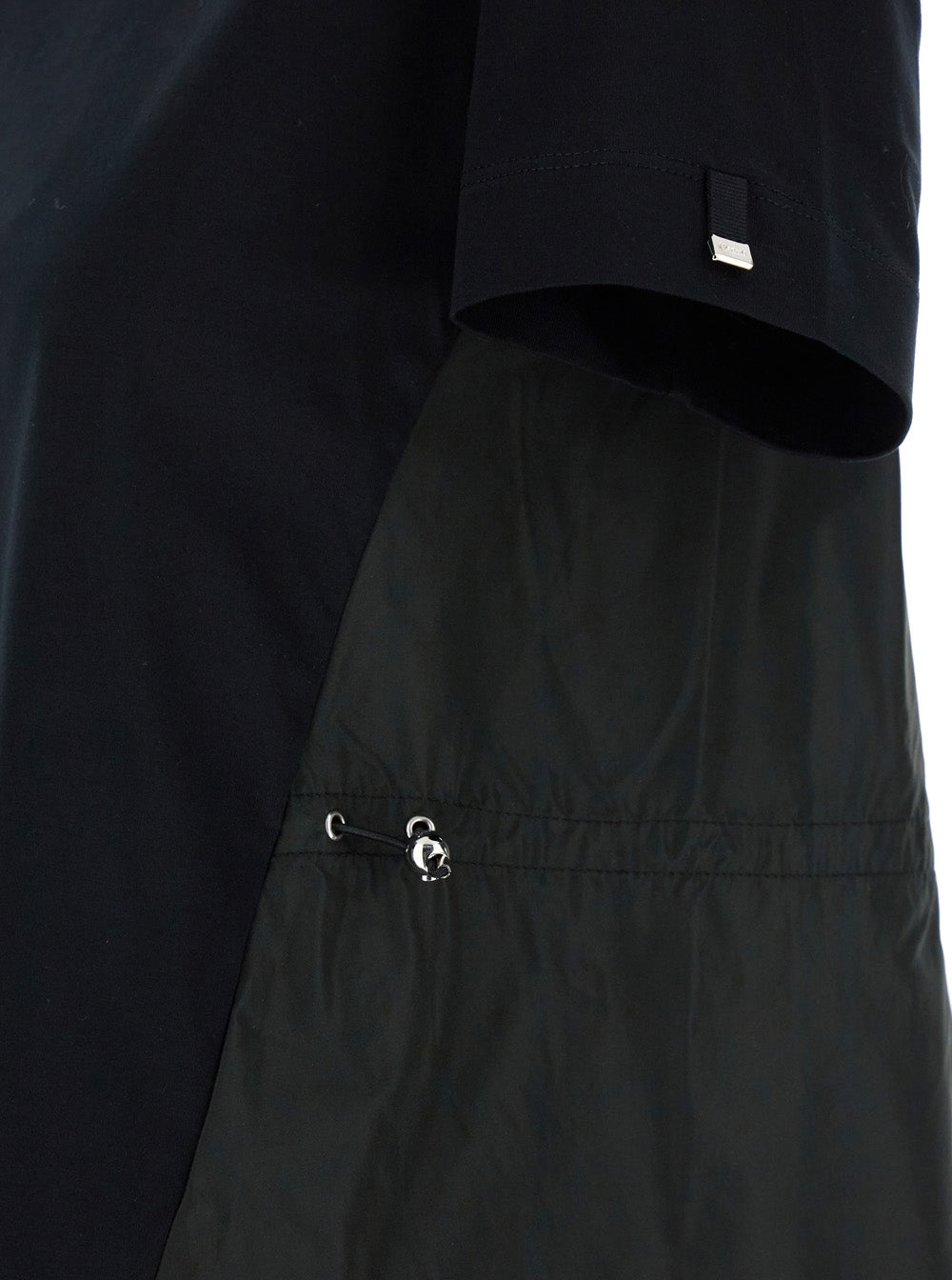 Herno Women Black T-Shirt With Drawstring And Vent On The Back In Cotton Woman HERNO