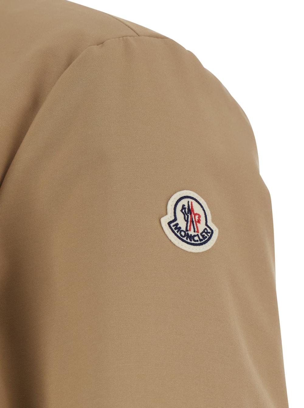 Moncler Men Reversible 'Prieure' Puffer Jacket With Logo Patch On Sleeve In Beige For Men MONCLER