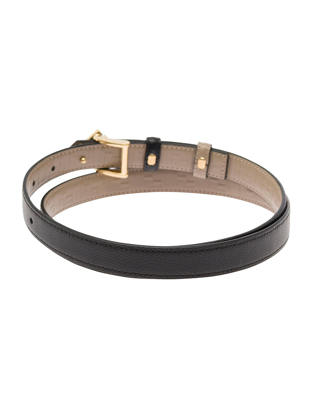 Fendi Women Black Reversible Belt With Ff Double Closure In Leather For Women FENDI