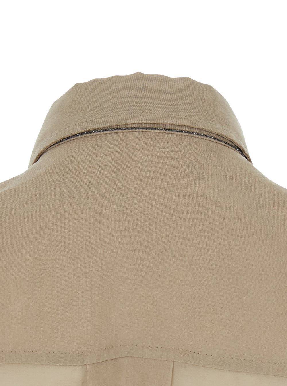 Brunello Cucinelli Women Beige Shirt With Classic Collar And Draping On The Front In Cotton For Women BRUNELLO CUCINELLI