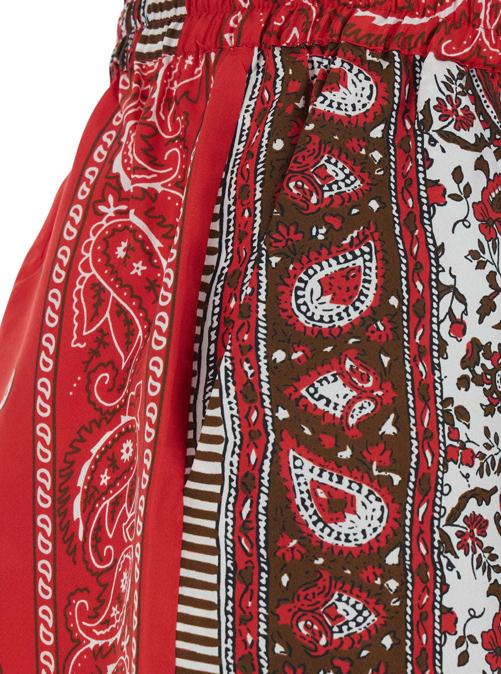 P.A.R.O.S.H. Women Red 'Shiele' Shorts With Elastic Waist And All-Over Silk Print For Women P.A.R.O.S.H.
