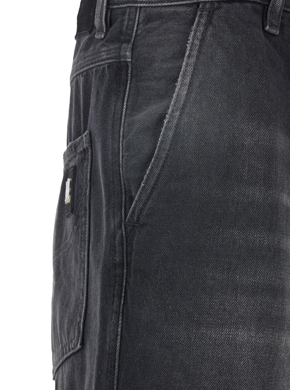Amiri Men Black Jeans With Wide Leg And Logo Patch On The Back In Denim For Men AMIRI