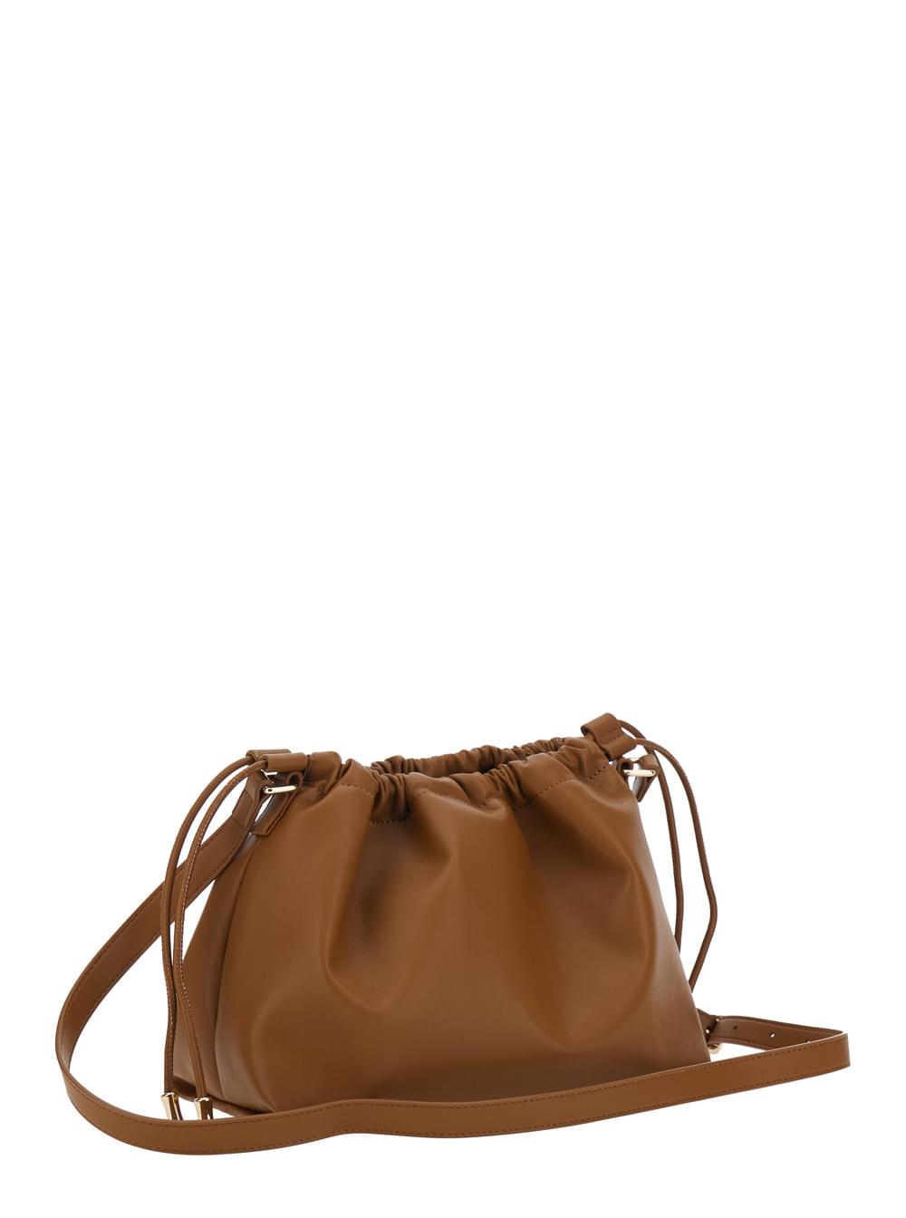 A.P.C. Women 'Ninon' Brown Drawstring Crossbody Bag With Logo Lettering In Faux Leather Woman A.P.C.