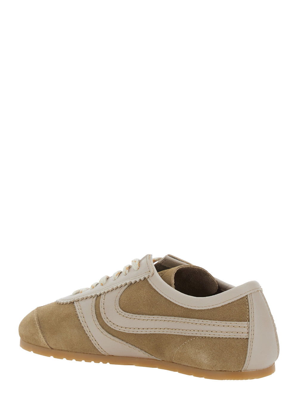 Dries Van Noten Women Beige Low-Top Sneakers With Two-Tone Lace-Up In Suede Woman DRIES VAN NOTEN