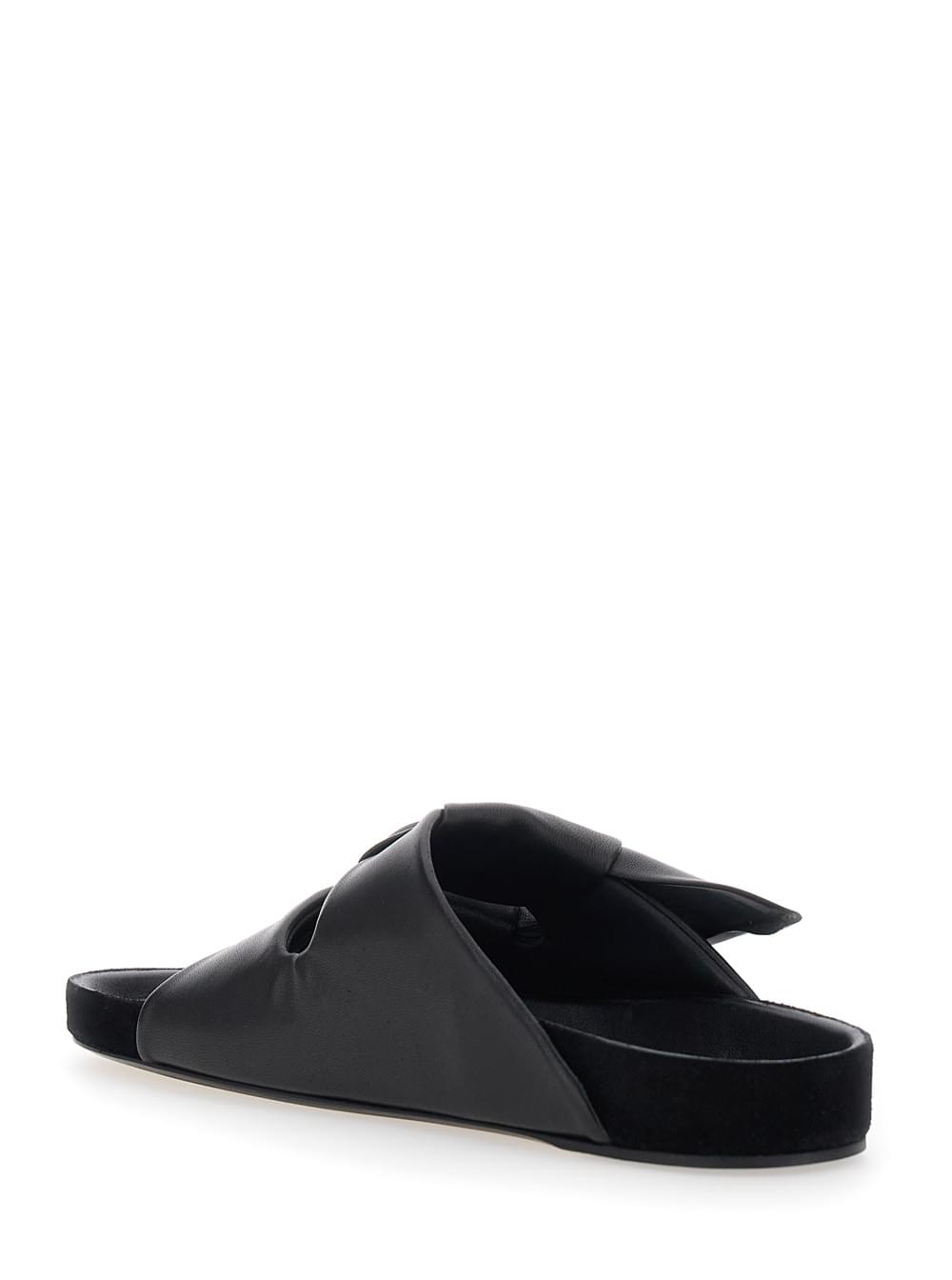 Isabel Marant Women 'Lennyo' Black Slip-On Sandals With Bow Details In Leather Woman ISABEL MARANT