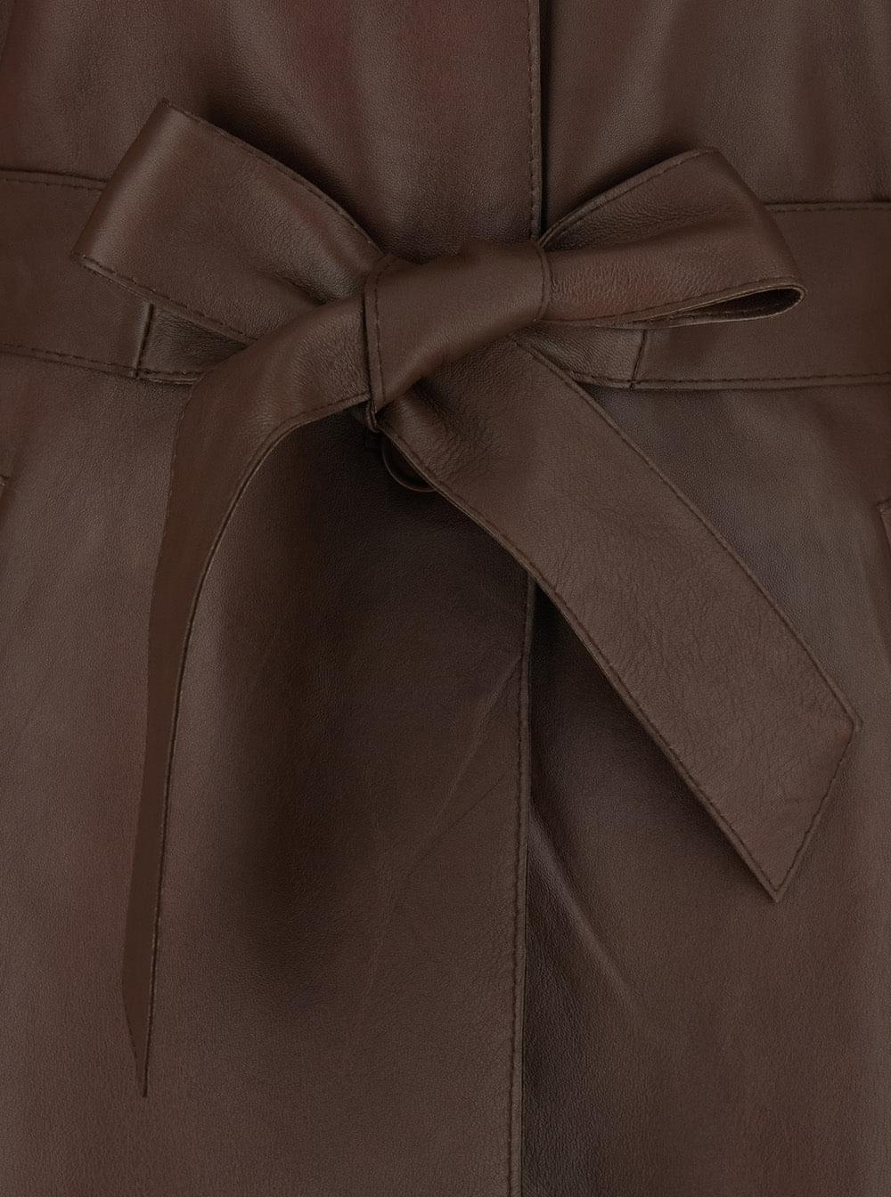 P.A.R.O.S.H. Women Brown Leather Jacket With Wide Collar And Front Belt For Women P.A.R.O.S.H.