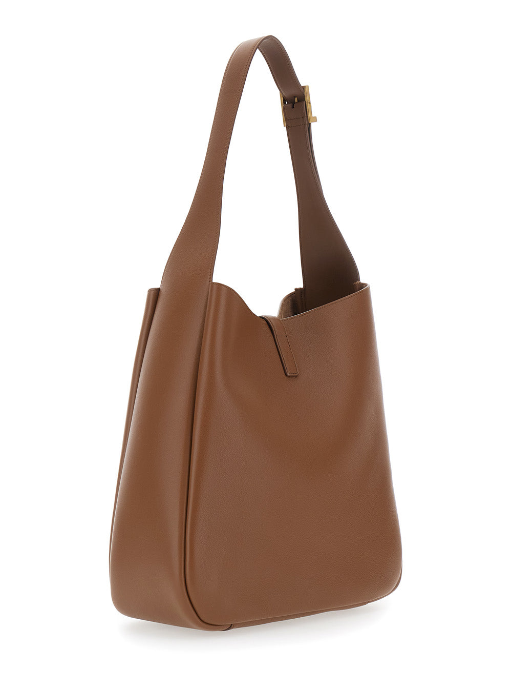 Saint Laurent Women 'Le 5 À 7' Brown Shoulder Bag With Adjustable Shoulder Strap And Cassandre Hook Closure In Grained Leather Woman SAINT LAURENT