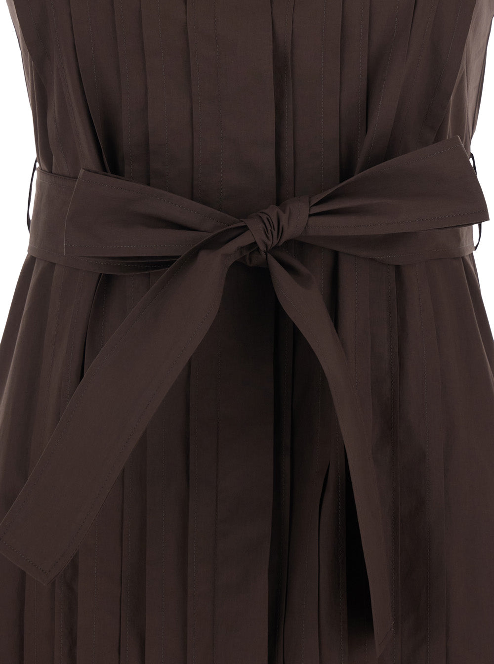 P.A.R.O.S.H. Women Long Sleeveless Dress With Front Belt And Classic Collar In Brown For Women P.A.R.O.S.H.